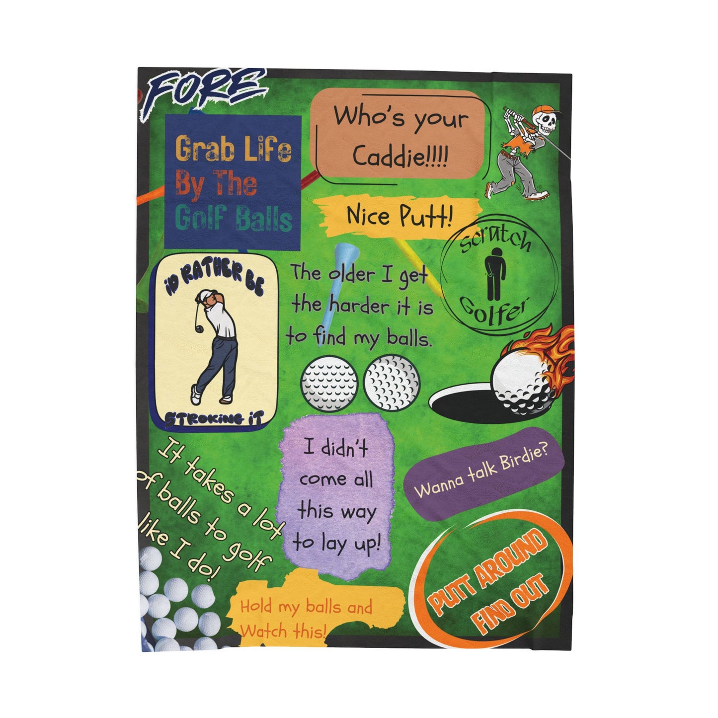 Fun Golf Blanket - Funny Golf Quotes, Cozy and Comfortable