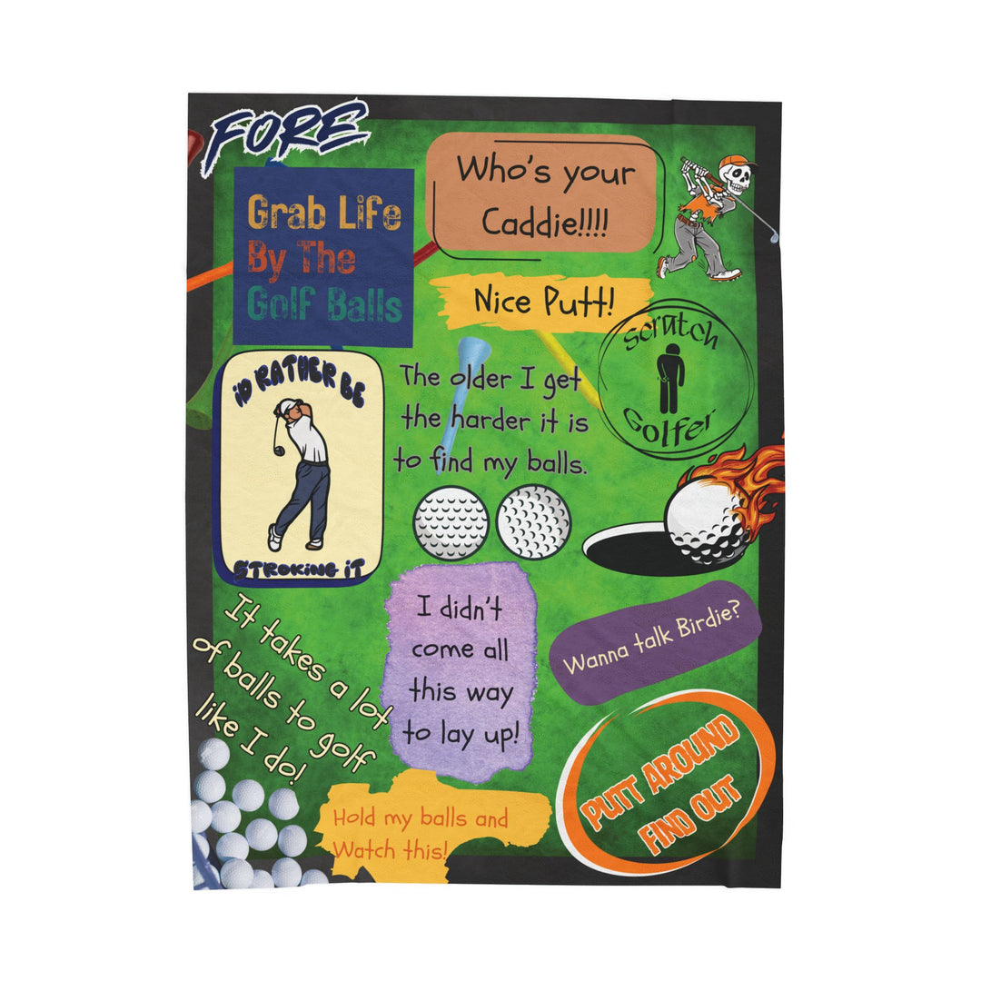 Funny Golf Blanket: The whole foursome can snuggle: Plush Velveteen Throw | $47.99
