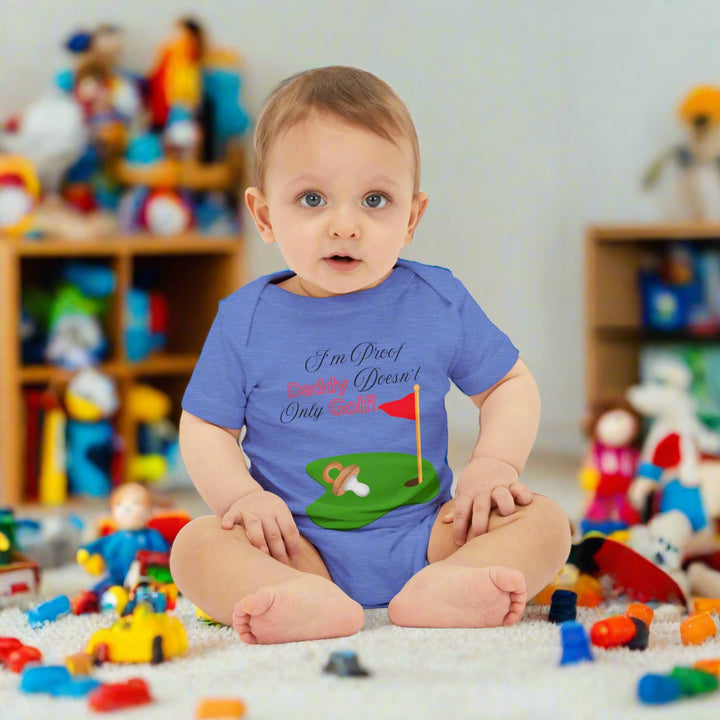 PAR3s - "Daddy Doesn't Only Golf!" - Bella+Canvas - Infant Jersey One Piece