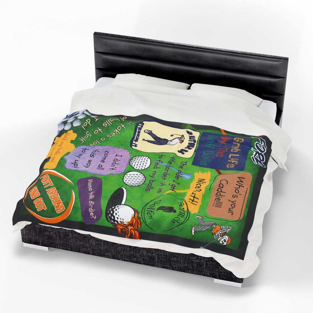 Funny Golf Blanket: The whole foursome can snuggle: Plush Velveteen Throw | $47.99