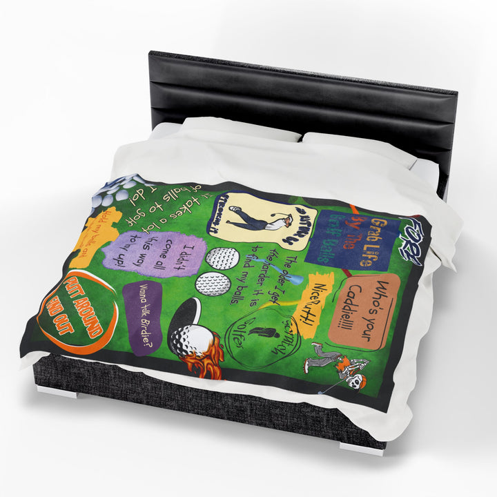 Funny Golf Blanket: The whole foursome can snuggle: Plush Velveteen Throw | $47.99