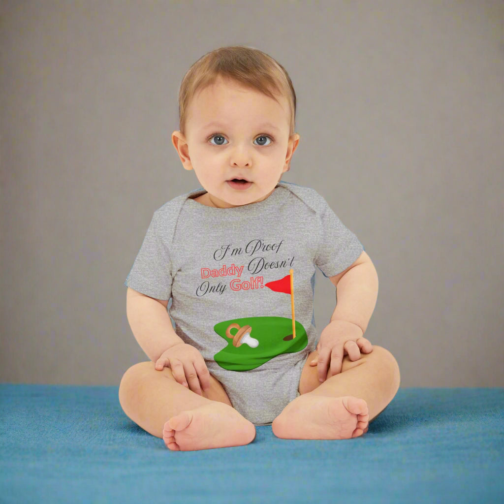 PAR3s - "Daddy Doesn't Only Golf!" - Bella+Canvas - Infant Jersey One Piece