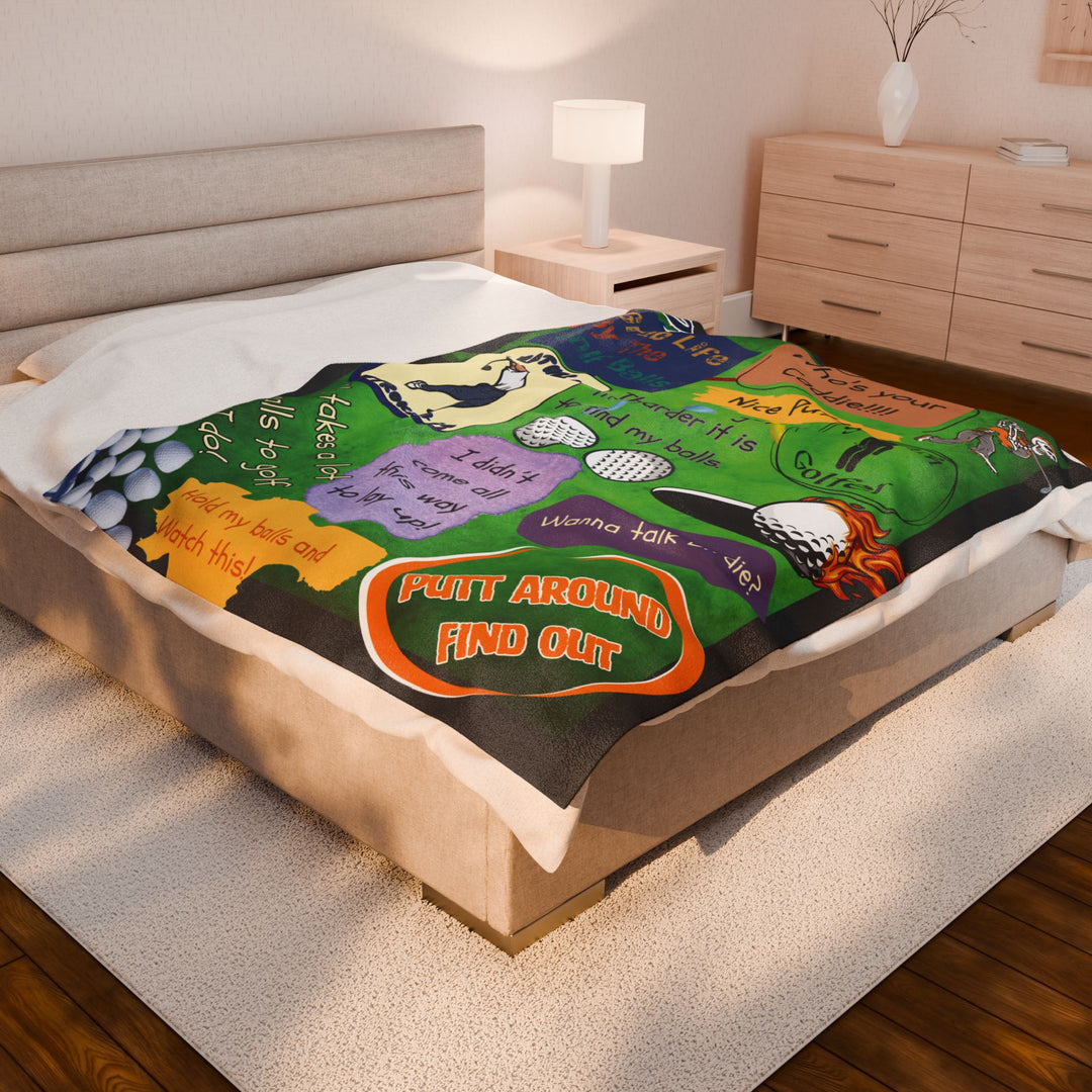 Funny Golf Blanket: The whole foursome can snuggle: Plush Velveteen Throw | $47.99
